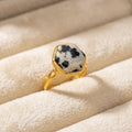 18ct Gold Vermeil Dalmatian Jasper Ring - L (51mm)