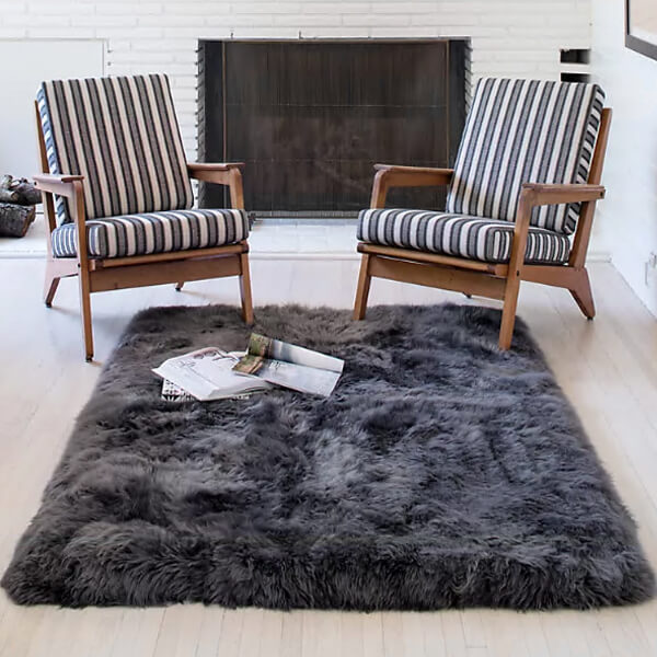 Soft Faux Fur Sheepskin Rug - DeepGray / 2x4 ft