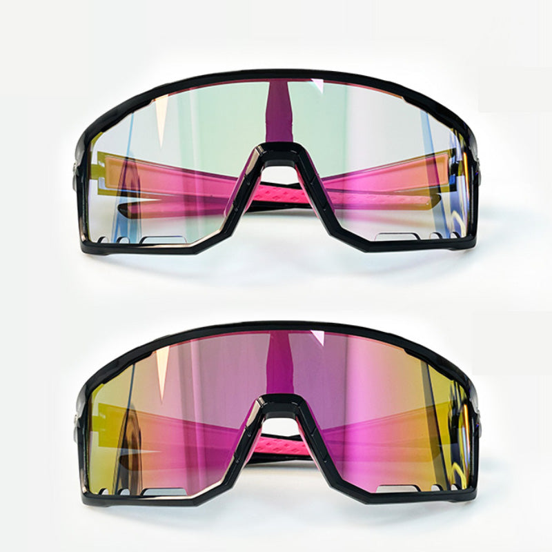 Cycling Glasses Vibel, Color Changing, Bonus Polarizer - Black frame sakura pink lenses