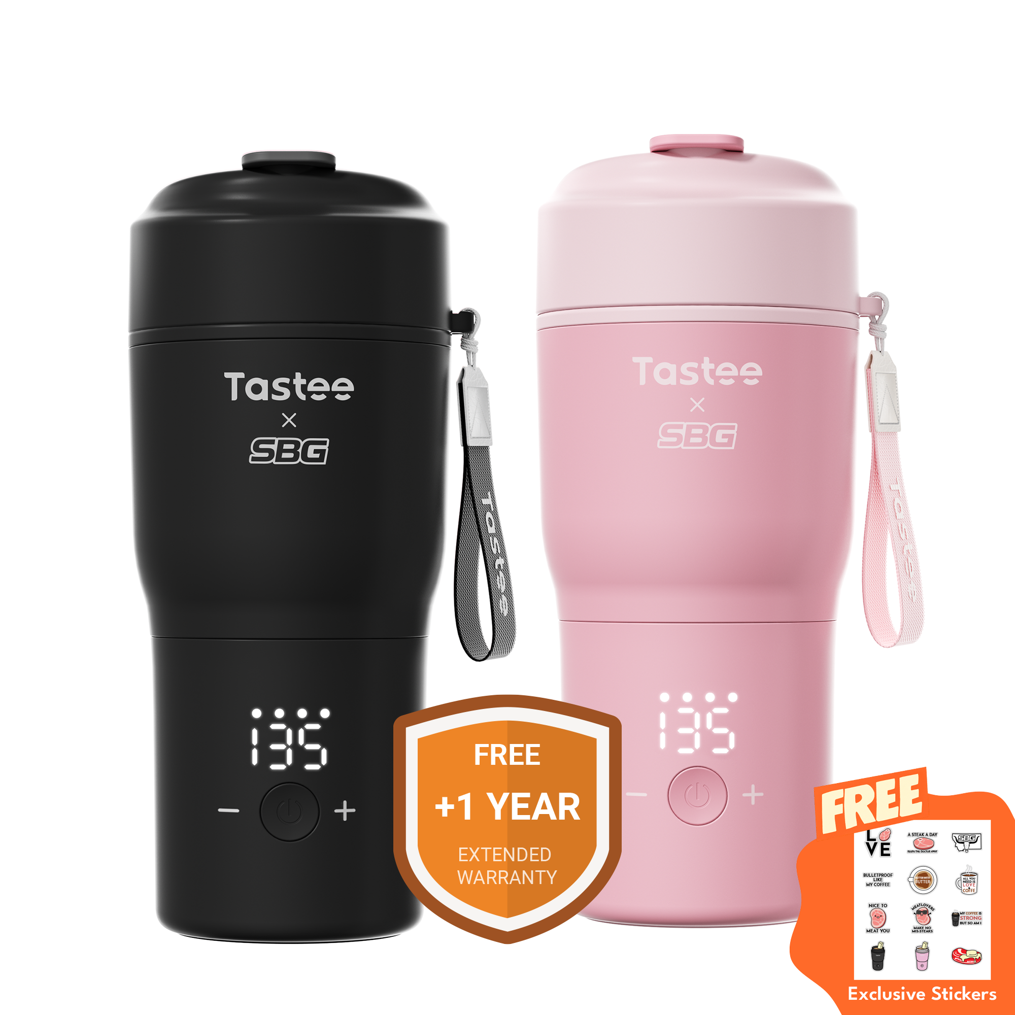 Tastee Travel Coffee Mugs Combo (Tastee x SBG) - Black+Pink