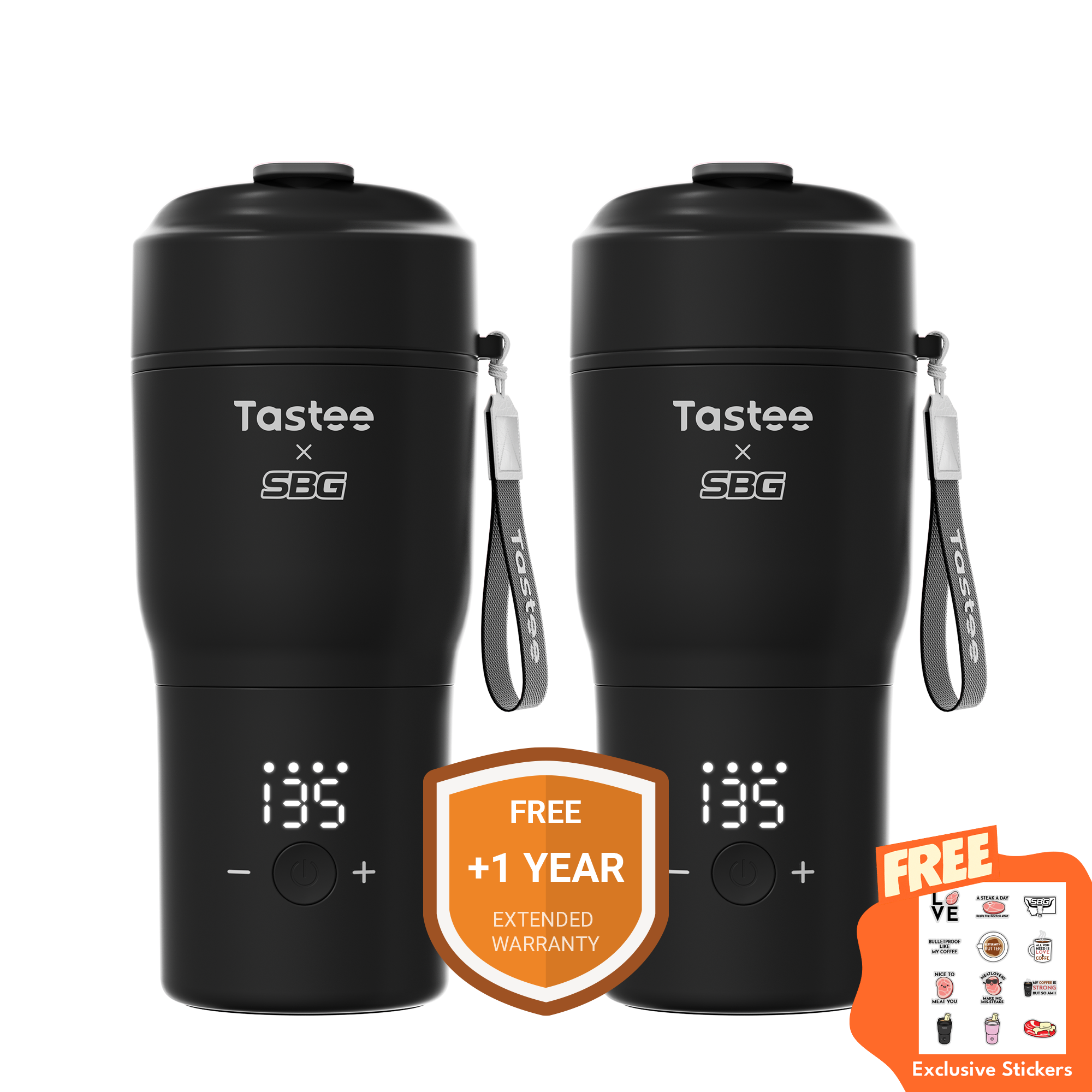 Tastee Travel Coffee Mugs Combo (Tastee x SBG) - Black+Black