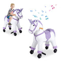 Kids Ride On Horse Toys - Unicorn Riding Horse, Mechanical Real Walking Horse with Rolling Wheels & Sound Music for Childern 3-6 Years Old, White