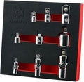 Socket Adapter & Joint Set, 6 Socket Sizes 1/4"-3/4", 3 Double-Pin Universal Joints