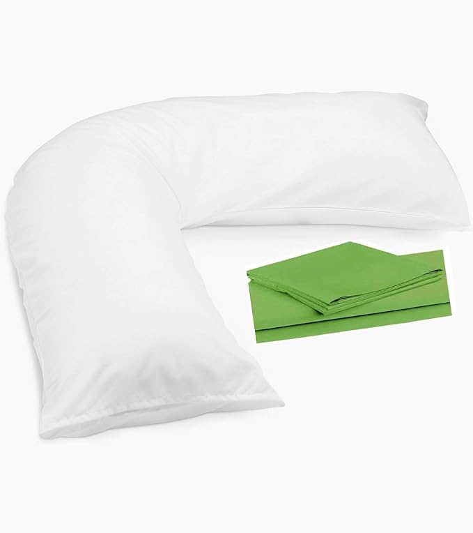 V Shaped Pillow with Free Case - Extra Filled Hollowfibre - Bottle Green