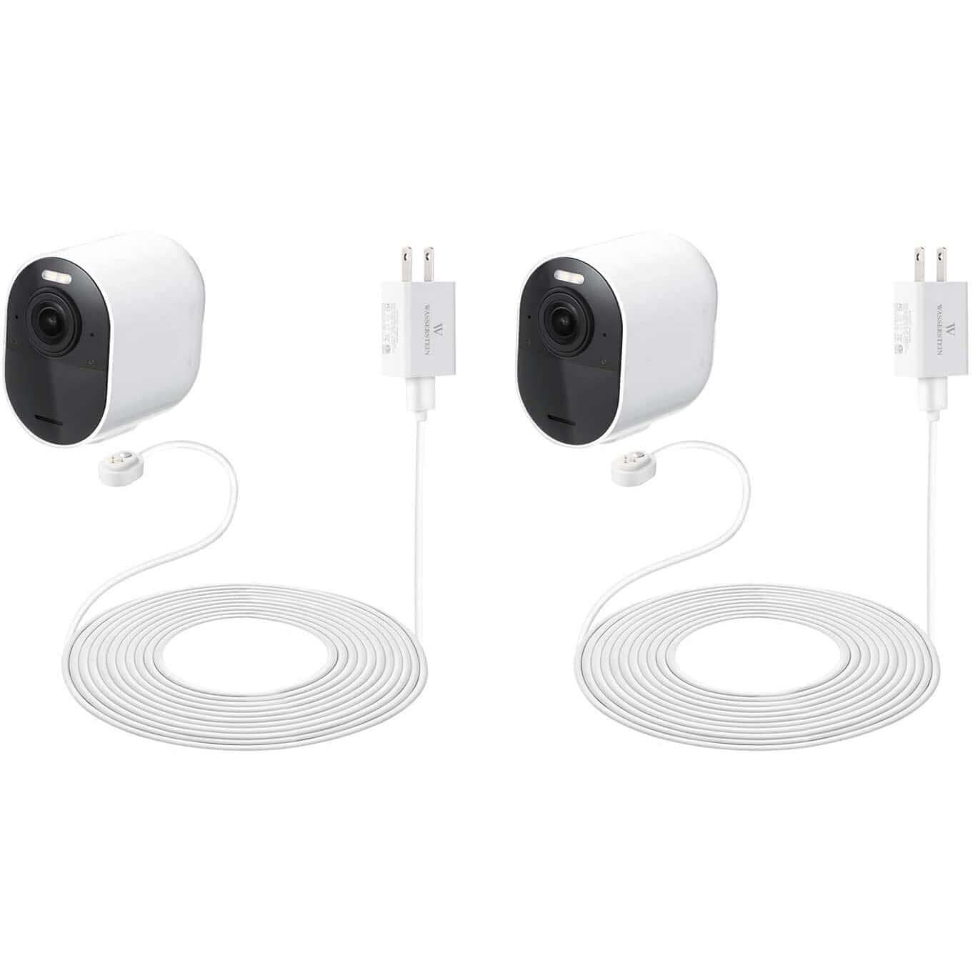 Wasserstein Magnetic Charging Cable for Arlo Ultra / Ultra 2 & Pro 3 / Pro 4| Weatherproof - White / 25ft/7.6m / 2 Pack