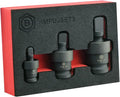 Universal Joint Set with 1/4, 3/8 and 1/2 Inch Sockets, 360 Degree Movement, Rust Resistant