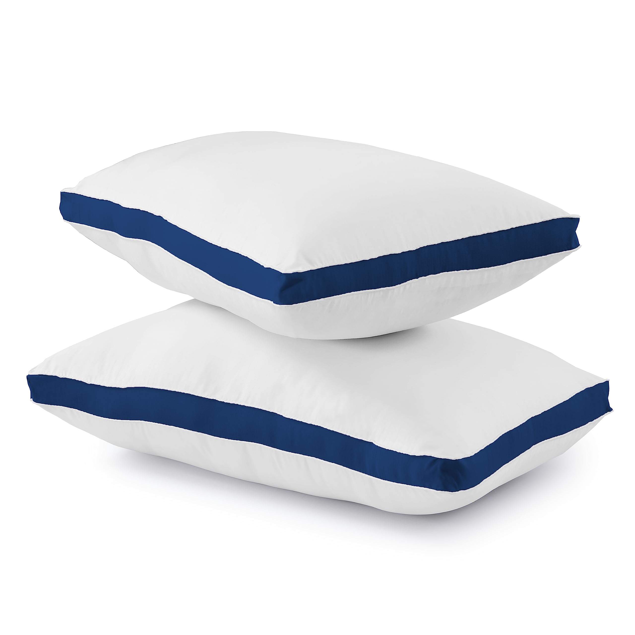 2 Pack Bed Pillow for Back Hotel Quality Pillows - Navy Blue