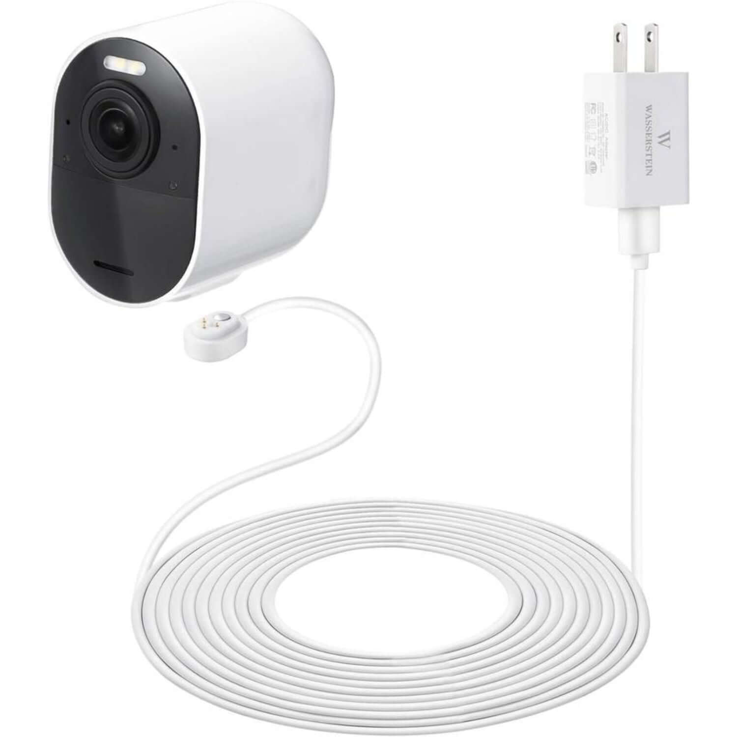 Wasserstein Magnetic Charging Cable for Arlo Ultra / Ultra 2 & Pro 3 / Pro 4| Weatherproof - White / 25ft/7.6m / 1 Pack