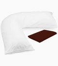 V Shaped Pillow with Free Case - Extra Filled Hollowfibre - Brown