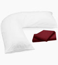 V Shaped Pillow with Free Case - Extra Filled Hollowfibre - Wine