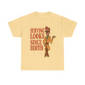 Serving Looks Since Birth – Retro Cartoon Sass Tee - Yellow Haze / S