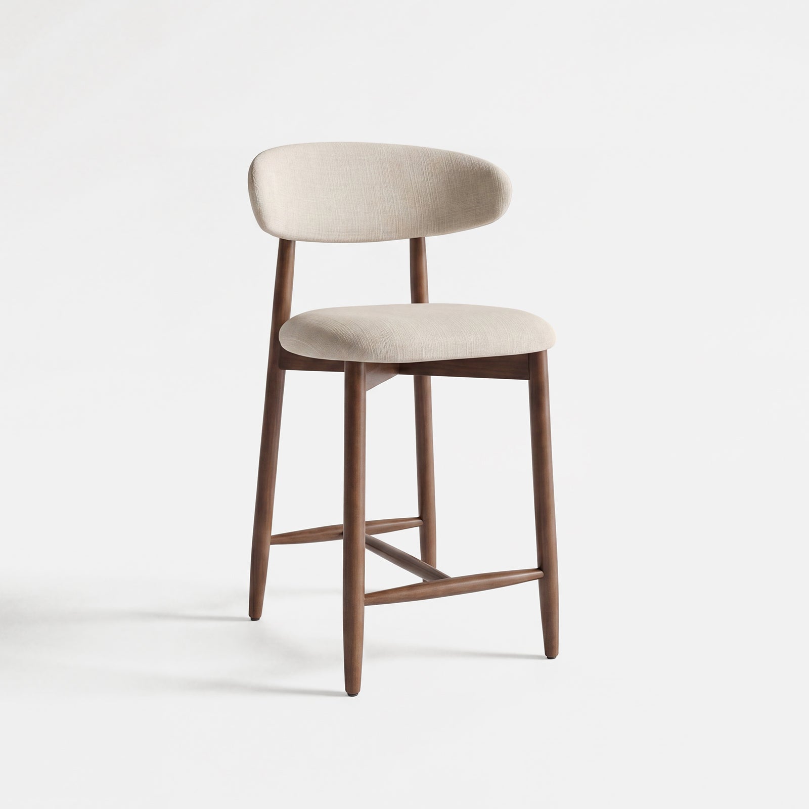 COLAMY ARLA Upholstered Wooden Scandi Minimalist Counter Height Bar Stool - Beige / Set of 4