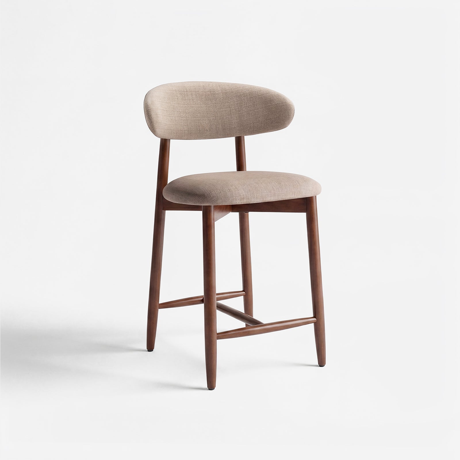 COLAMY ARLA Upholstered Wooden Scandi Minimalist Counter Height Bar Stool - Camel / Set of 1
