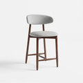 COLAMY ARLA Upholstered Wooden Scandi Minimalist Counter Height Bar Stool - Gray / Set of 4