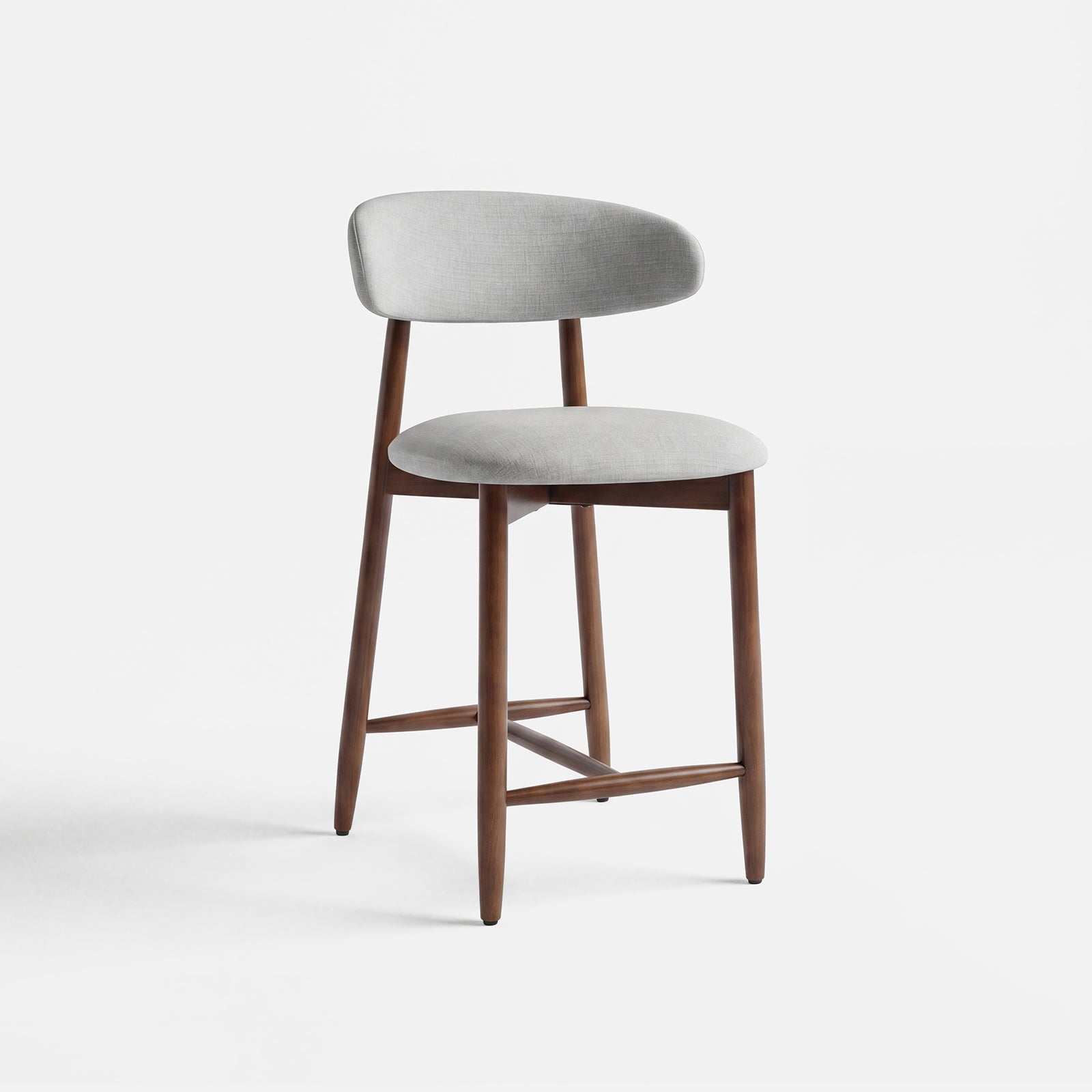 COLAMY ARLA Upholstered Wooden Scandi Minimalist Counter Height Bar Stool - Gray / Set of 2
