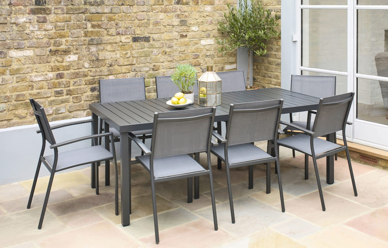 Havana Dark Grey 8 Seater Aluminium and Textilline Patio Dining Set