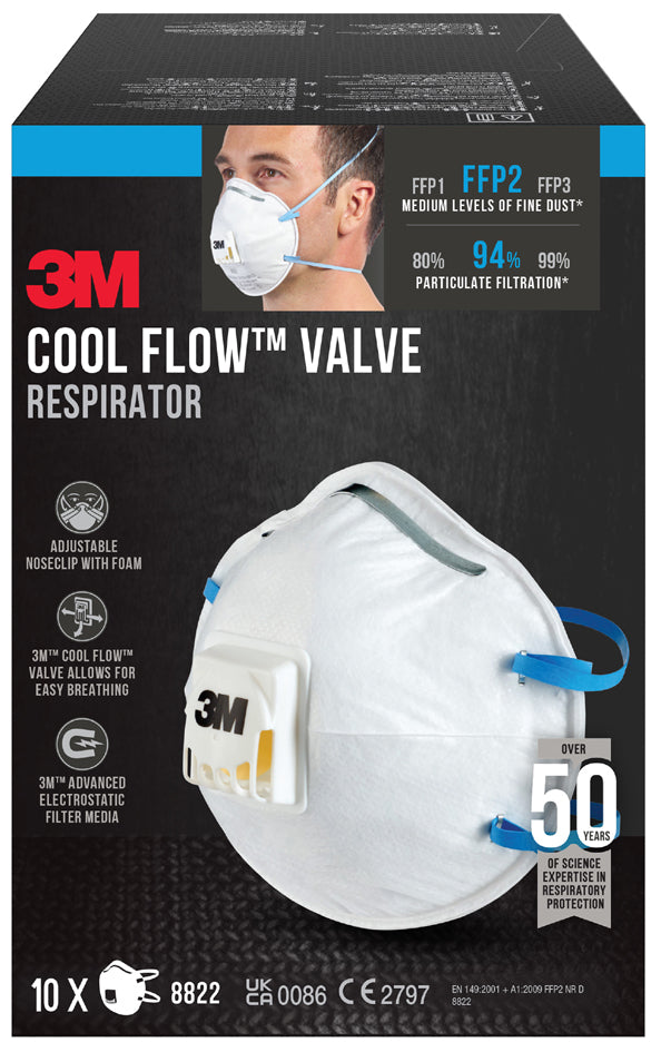 3M Atemschutzmaske Cool Flow 8822, FFP2, mit Ventil, 10er