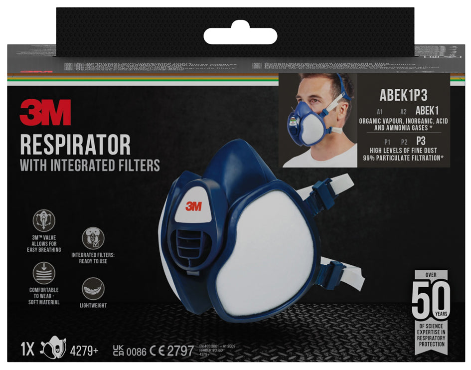 3M Atemschutz-Halbmaske 4279+, ABEK1P3, blau/weiß