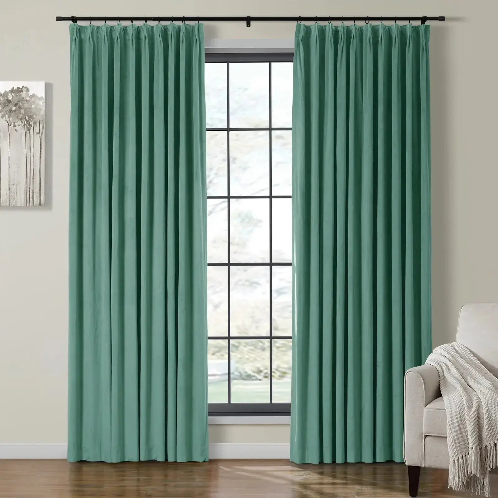 Velmor Velvet Drapes Pleated - Teal MJ11-64