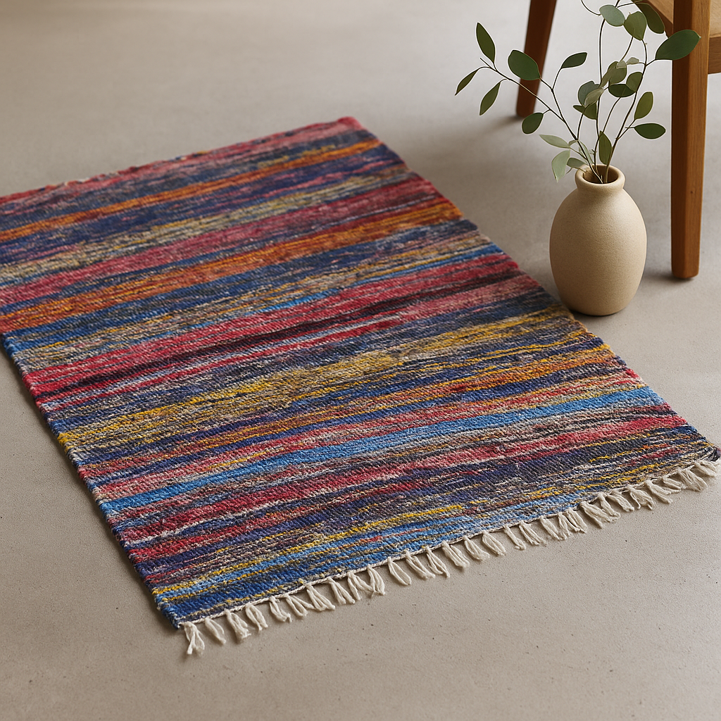 Rag Rug Blue 153 x 90cm