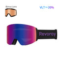 Passion M Pro Ski Goggles with Replacement Lens - Black Strap + Purple Red Lens
