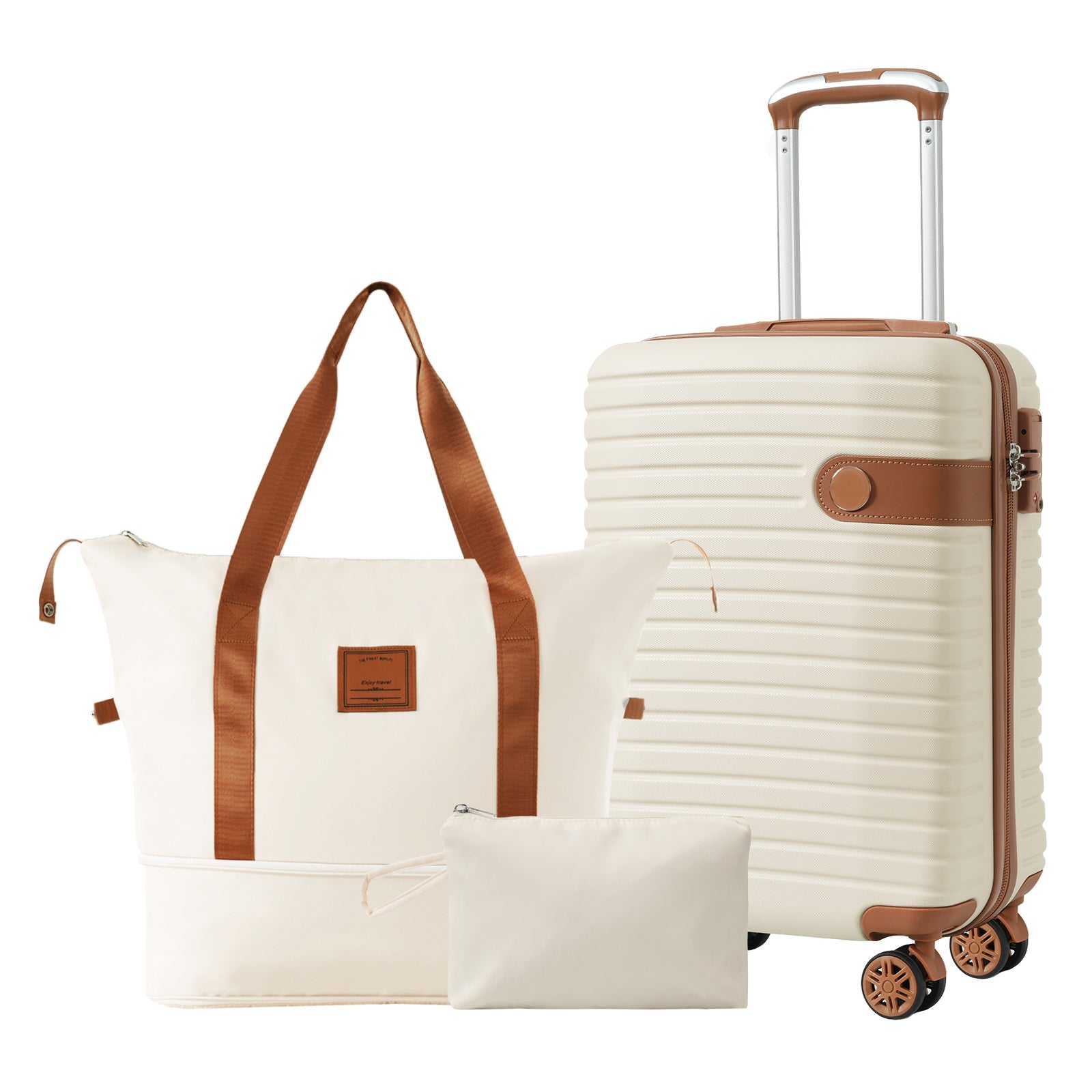 Luggage Sets 3 Piece Carry On Luggage 22x14x9 Airline Approved, Lightweight Hardshell ABS Suitcases With Wheels, 20 Inch, Cream - Cream