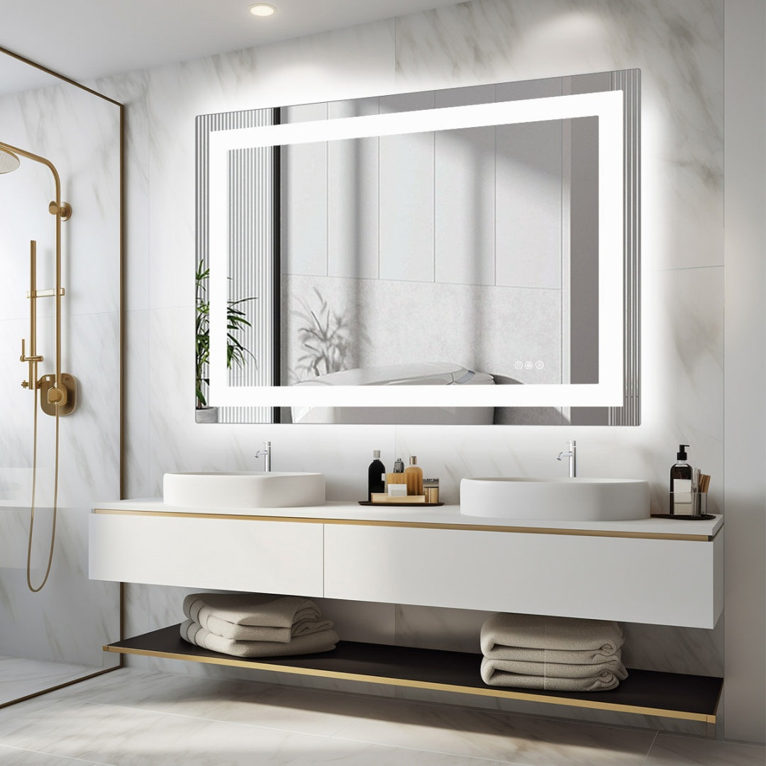 Anti-fog LED Bathroom Mirror With Dual Light Source And Three Lighting Modes - 36x48 - 36 x 48
