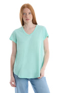 Short Sleeve Shrunken V-Neck Shirttail - Cabbage / M