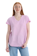 Short Sleeve Shrunken V-Neck Shirttail - Orchid Bouquet / XS