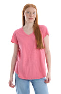 Short Sleeve Shrunken V-Neck Shirttail - Pink Lemonade / XL
