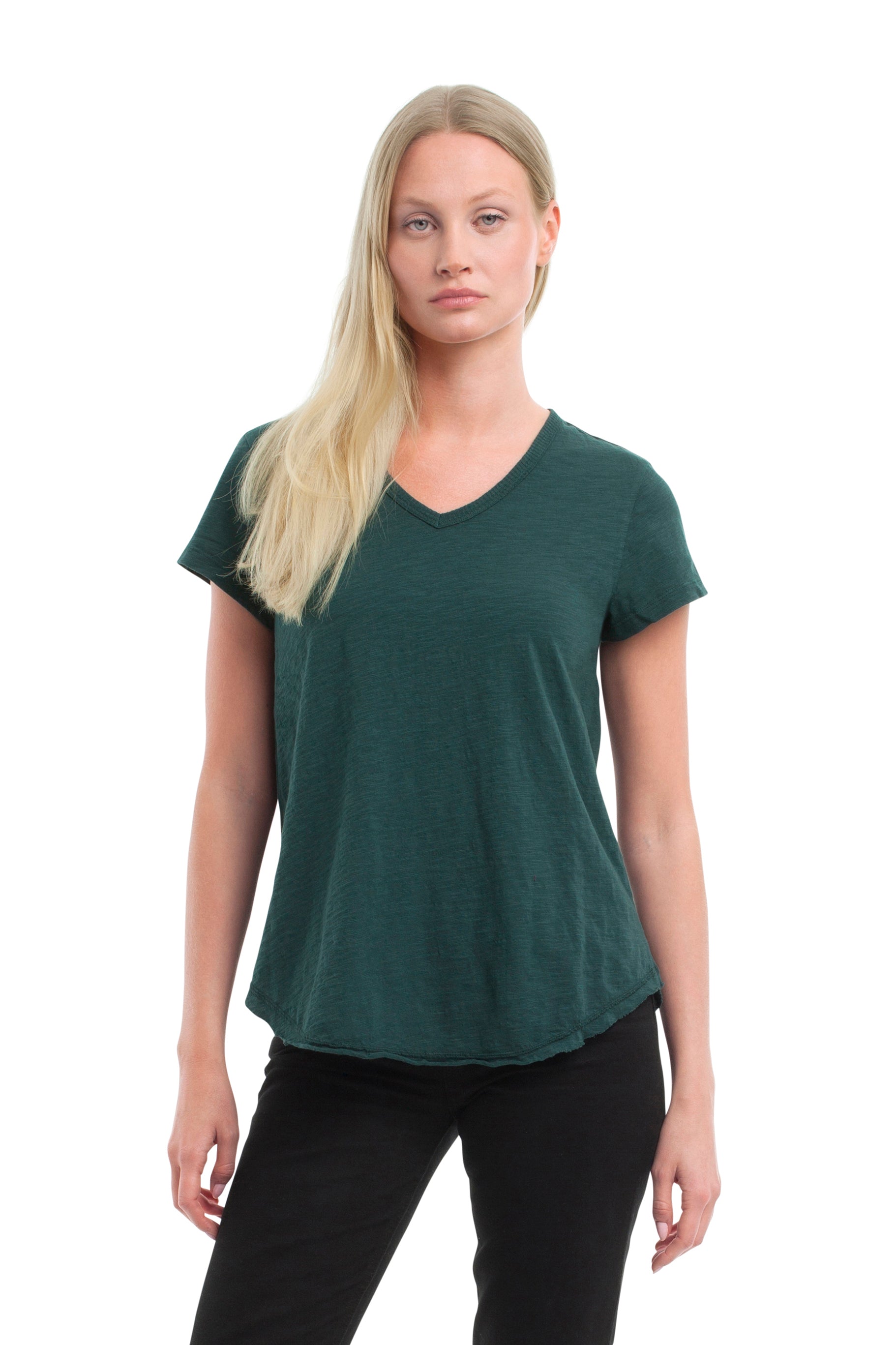 Short Sleeve Shrunken V-Neck Shirttail - Dark Sea / XL