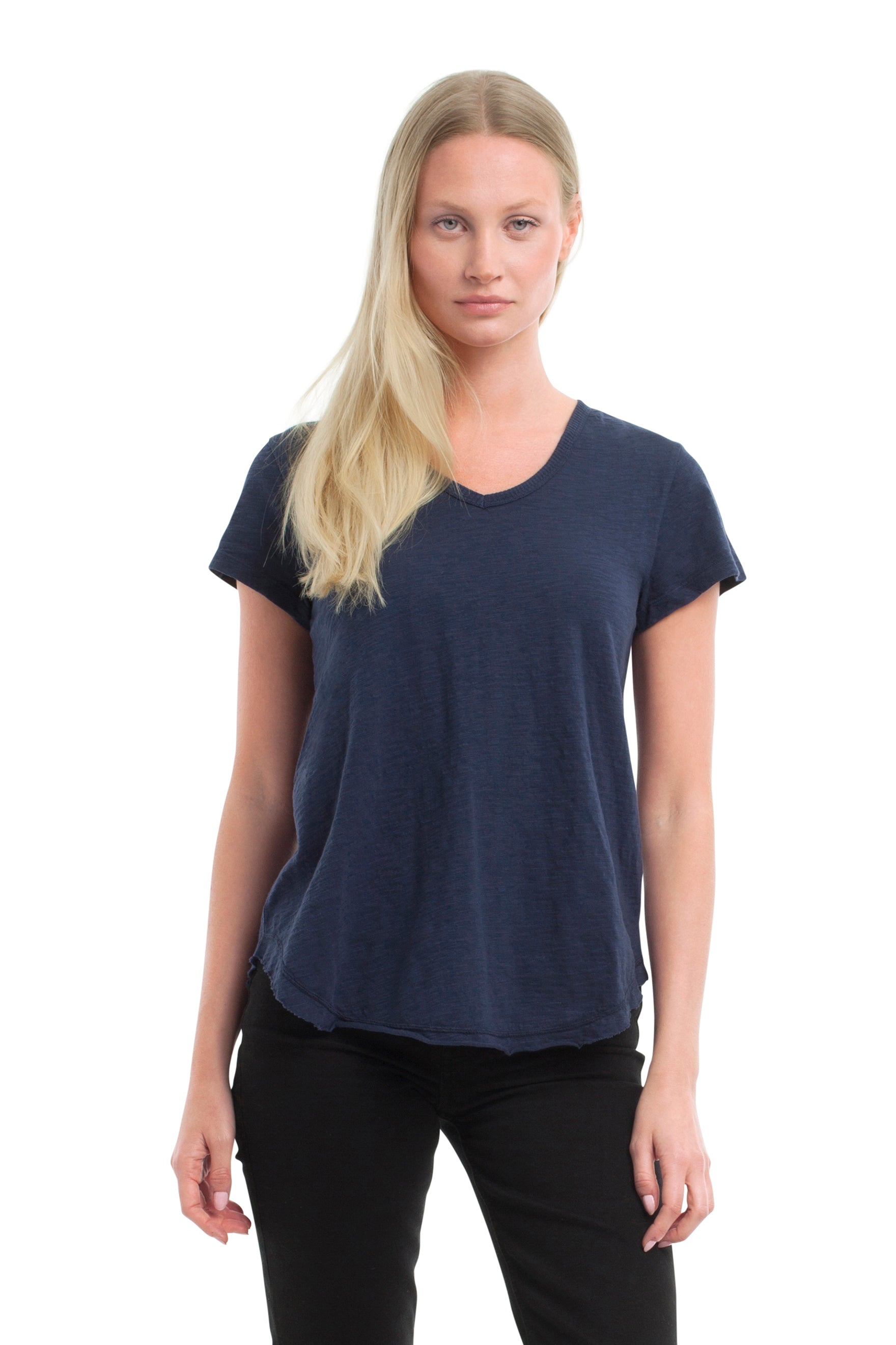 Short Sleeve Shrunken V-Neck Shirttail - Naval Academy / XS