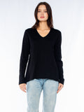 Long Sleeve Shrunken Boyfriend Top - Black / XS