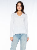 Long Sleeve Shrunken Boyfriend Top - White / XS