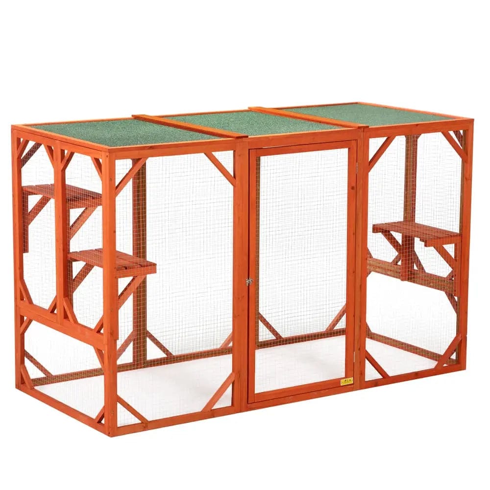 Coziwow 71L Outdoor Cat Enclosure - Orange / Asphalt Flat Roof