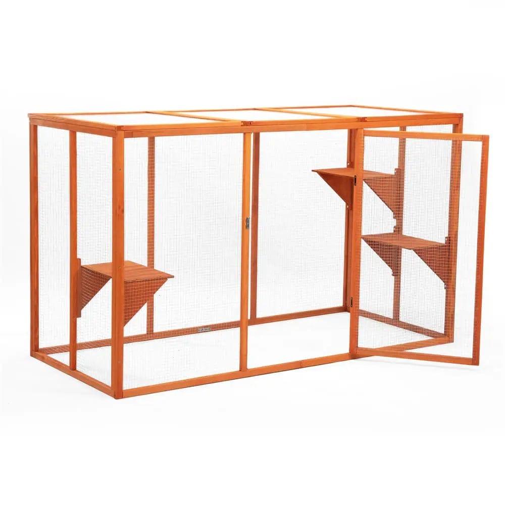 Coziwow 71L Outdoor Cat Enclosure - Orange / Sunshine Flat Roof