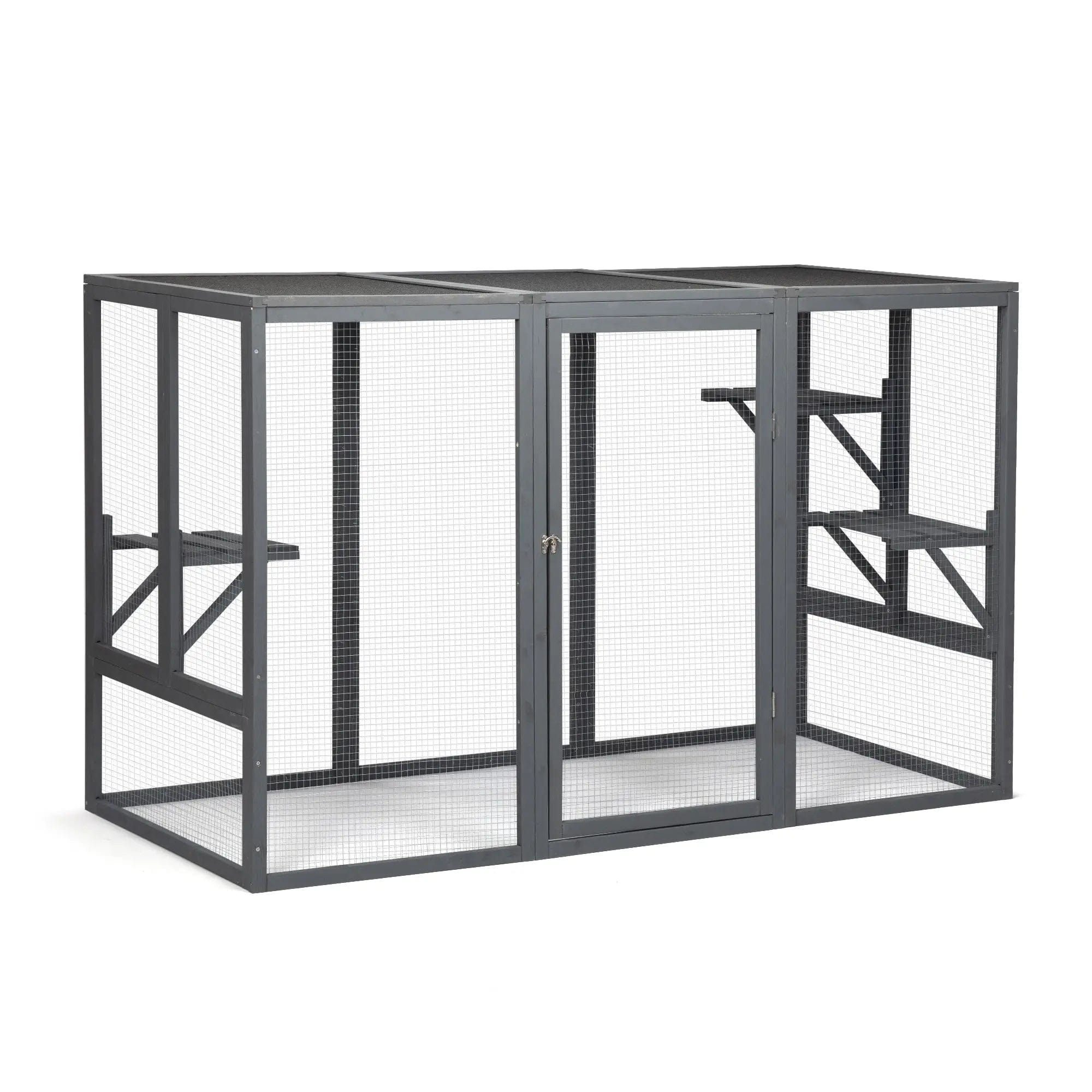 Coziwow 71L Outdoor Cat Enclosure - Gray / Asphalt Flat Roof