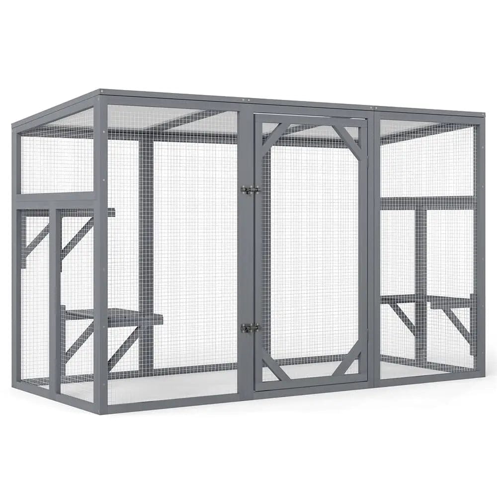 Coziwow 71L Outdoor Cat Enclosure - Gray / Sunshine  Sloped Roof
