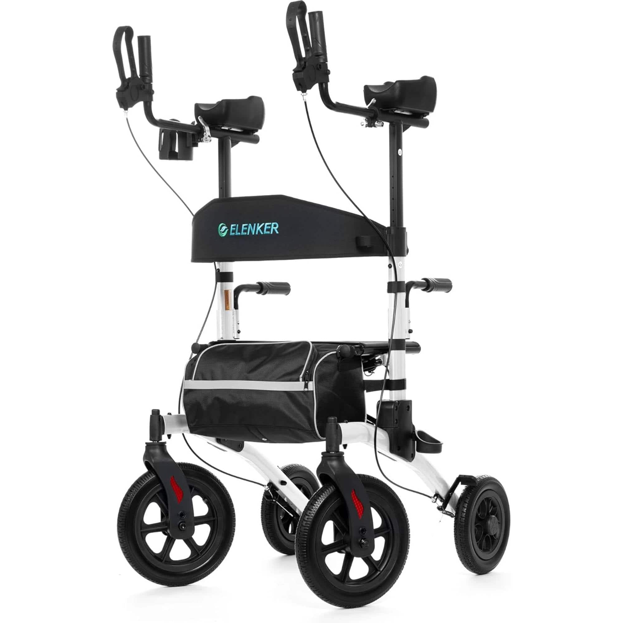 HFK-9240-2 All Terrain Dual-Brake Upright Walker 12" wheels - White