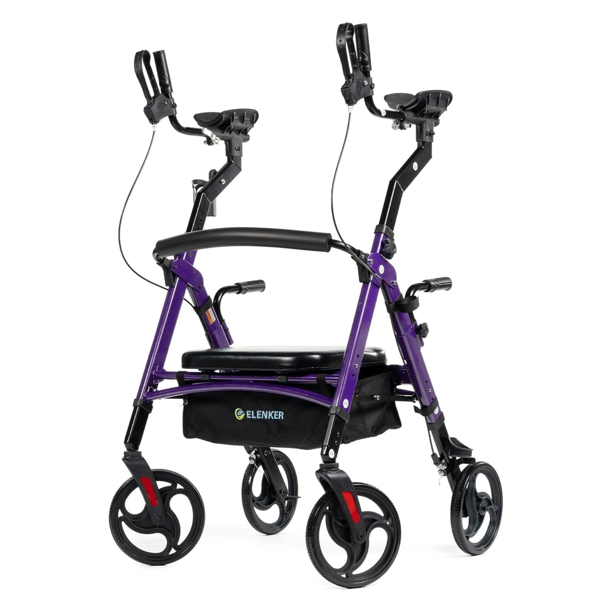 YF-9008A Dual-Brake Heavy Duty Upright Walker 10" Wheels - Purple