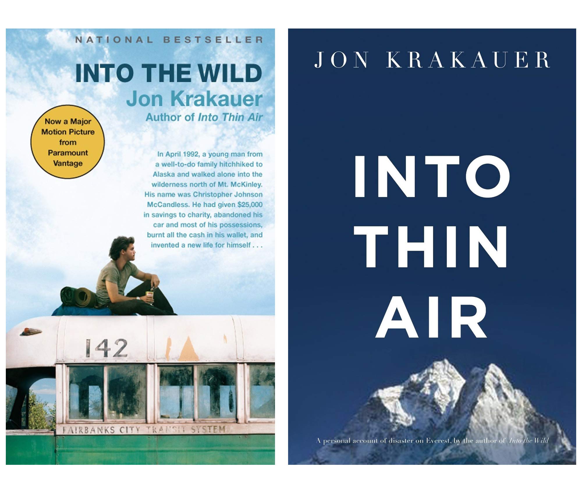 Jon Krakauer 2 Books Collection Set ( Into the Wild and Into Thin Air ) Paperback