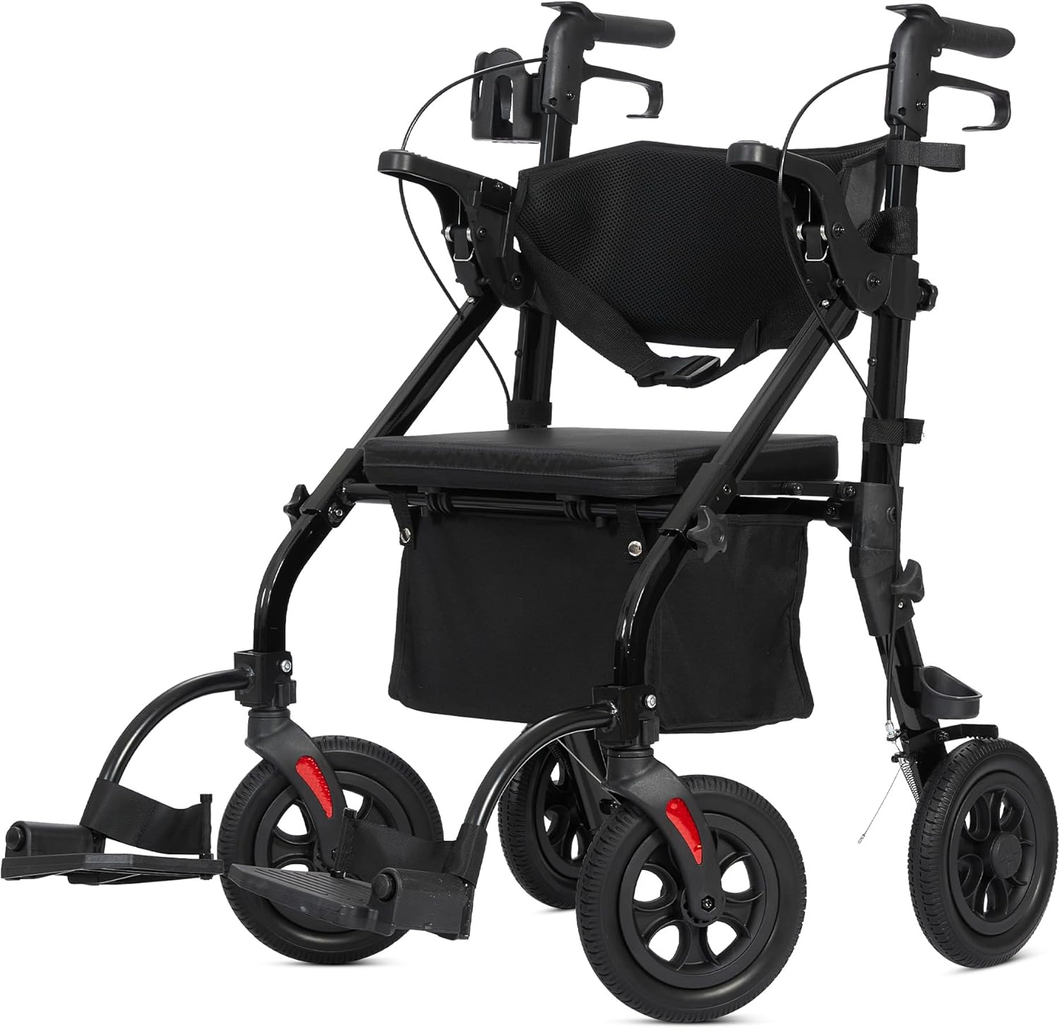 HFK-9269KD All Terrain 2-in-1 Rollator Walker 10" Wheels - Black