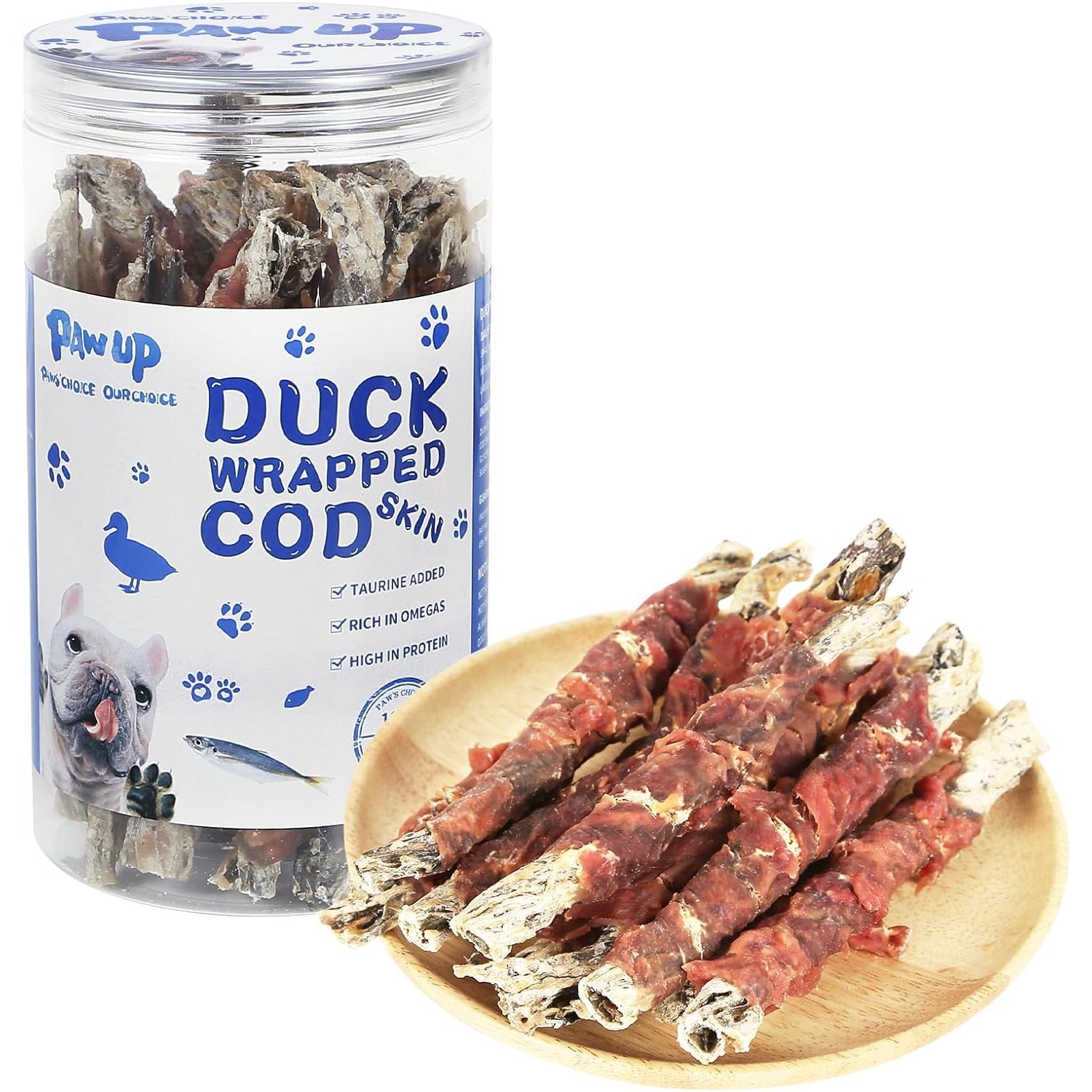 Cod Skin with Duck Dog Treats, High-Protein Omega-3 Chews for Dogs, 12.5 oz