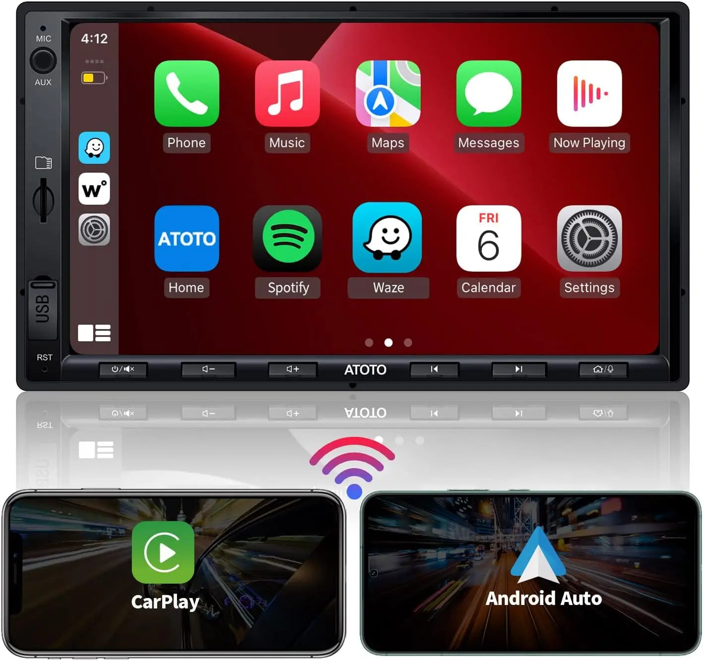 ATOTO F7G2A7WE Autoradio 2 DIN 7" - CarPlay/Android Auto Sans Fil, Écran Tactile, Bluetooth, Mirror Link, Charge Rapide