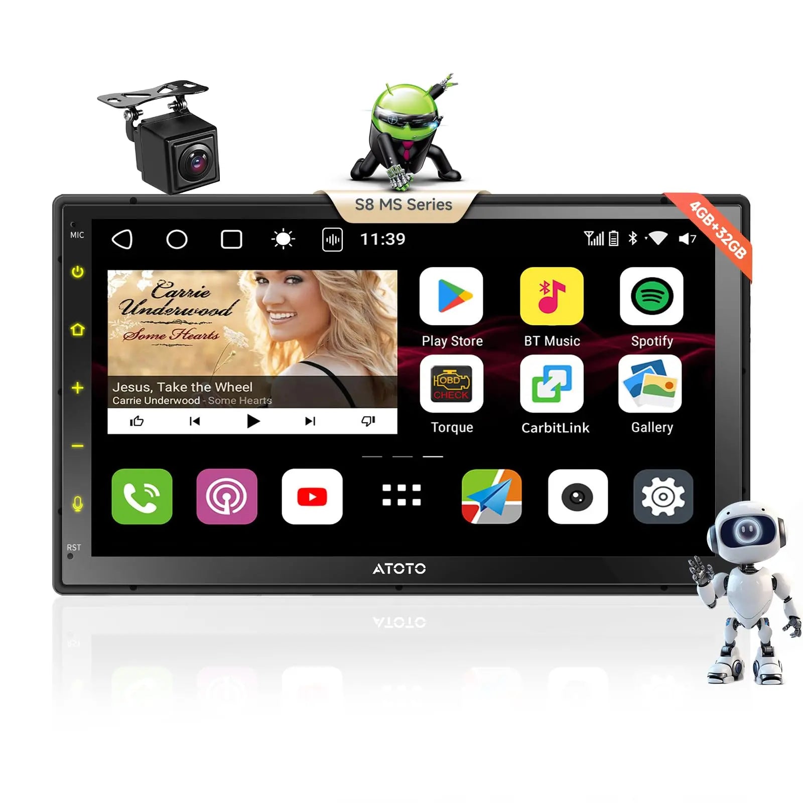 ATOTO S8 Ultra 7 Pulgadas Android Navegación del automóvil en el Tablero, CarPlay inalámbrico y Android Auto, 2 BT con aptX HD, Operación de