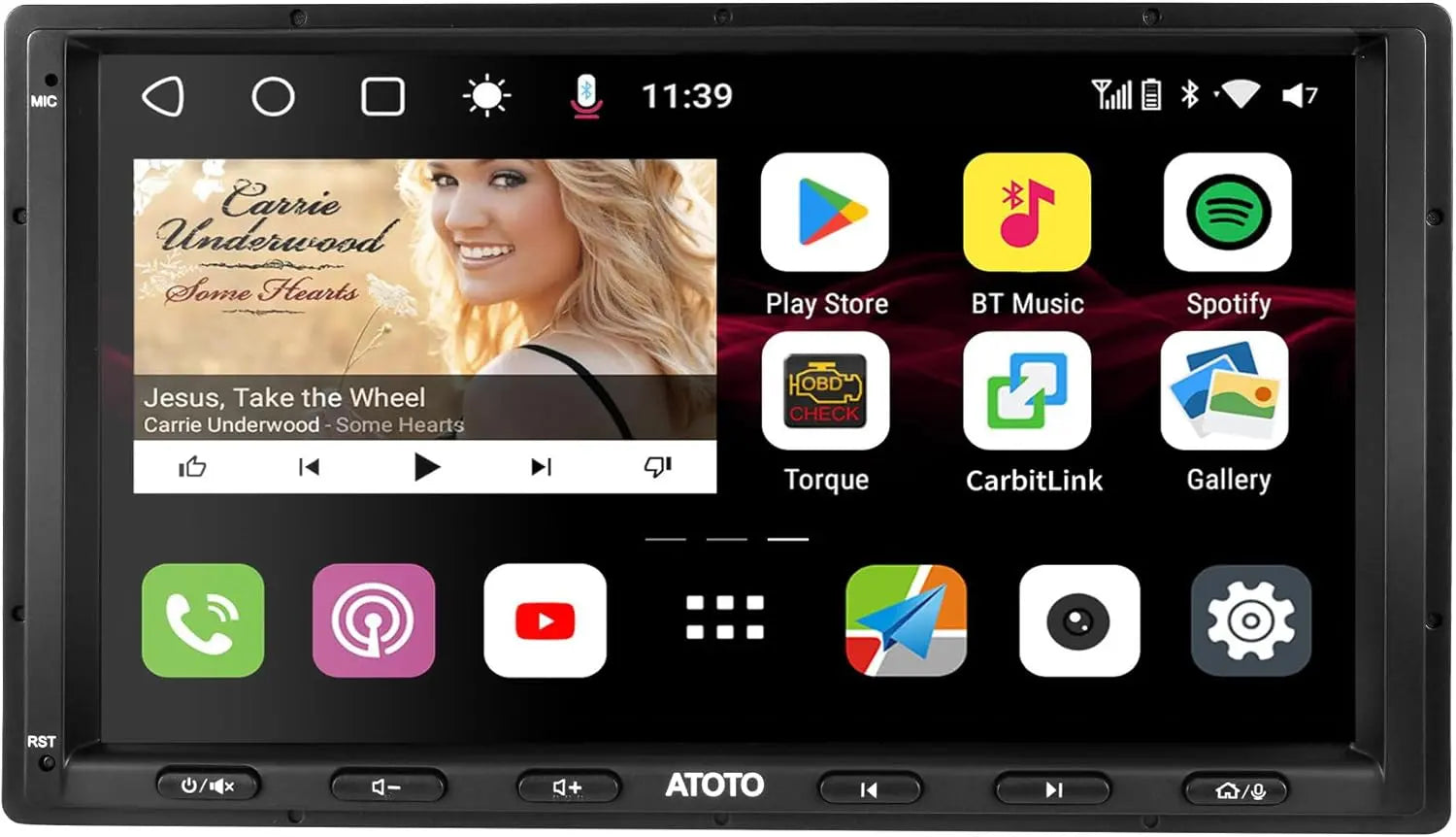 ATOTO S8G2A74MS 2 DIN Autoradio mit 7" QLED Display, 4G LTE WiFi, Android Auto & Wireless CarPlay, 32GB Speicher, GPS-Tracking, Dual Bluetooth, SCVC