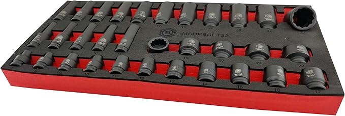 32pc Standard & Deep Impact Socket Set (12-Point) 7-22mm - 3/8" Drive