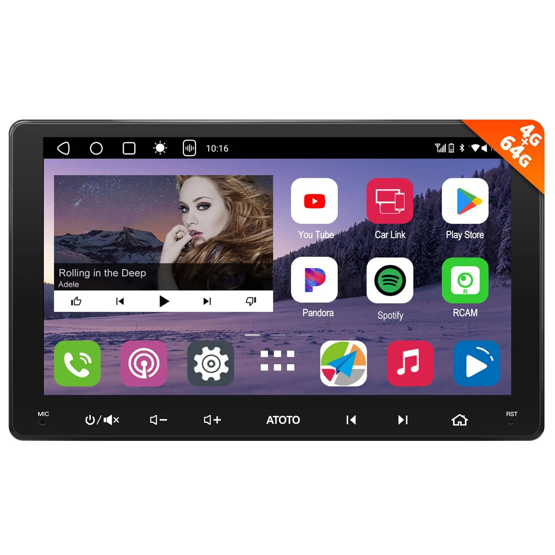 ATOTO A6G209PL Autoradio 2 DIN 9" Android, 8 Core, 4G+64G, QLED HD, CarPlay/Android Auto Wireless, Bluetooth, GPS, FM/RDS, MirrorLink, WiFi/BT/USB