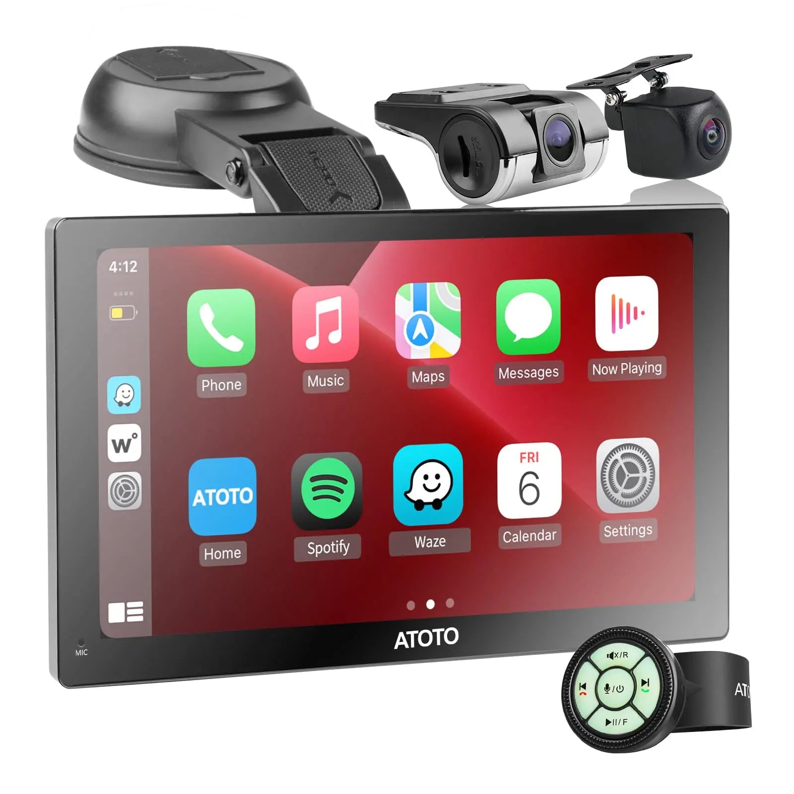 ATOTO P5 9" Portable Car Stereo, Glare-Suppressing QLED Screen, Wireless CarPlay and Android Auto, GPS Navigation, Bluetooth, AUX/FM Output, Phone