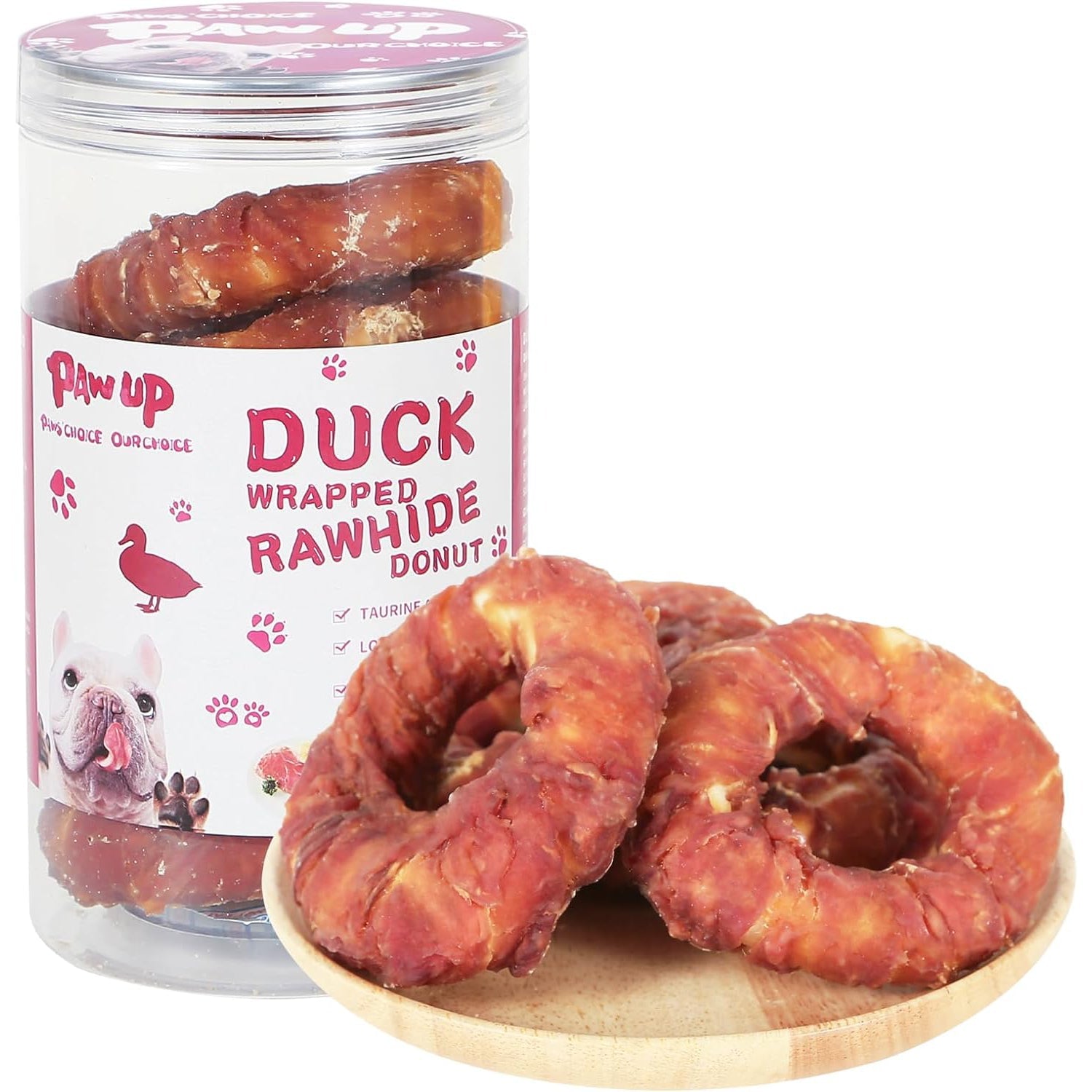 Duck Rawhide Ring Dog Treats, Long-Lasting Chews for Aggressive Chewers, 4 Pack (12.5 oz)
